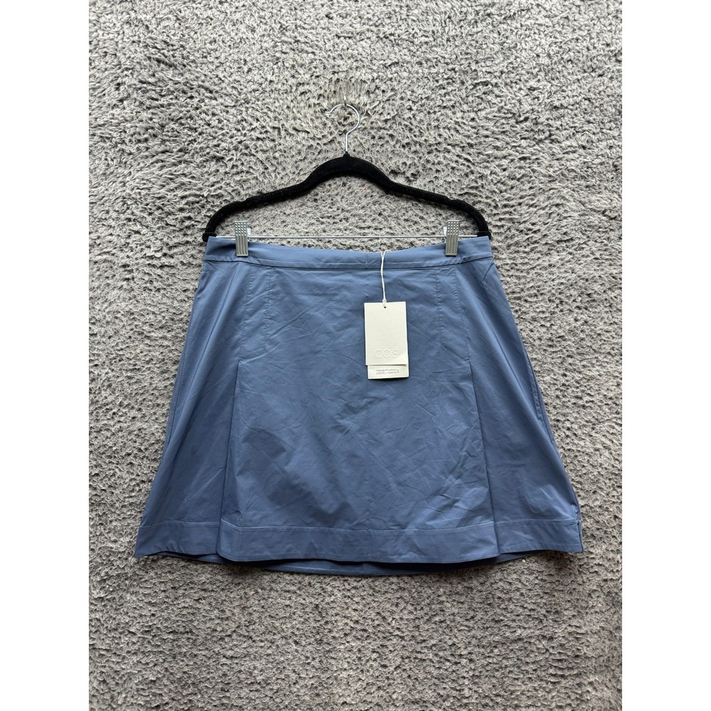 NWT Cos Pleated Shell-Panel Casual A-line Mini Skirt Blue Womens Size M